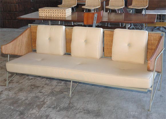 Salterini Cane and Iron Sofa