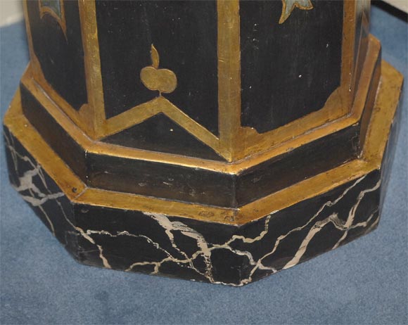 Wood Pair of Aesthetic Faux Marble, Parcel Gilt and Painted Pedestals