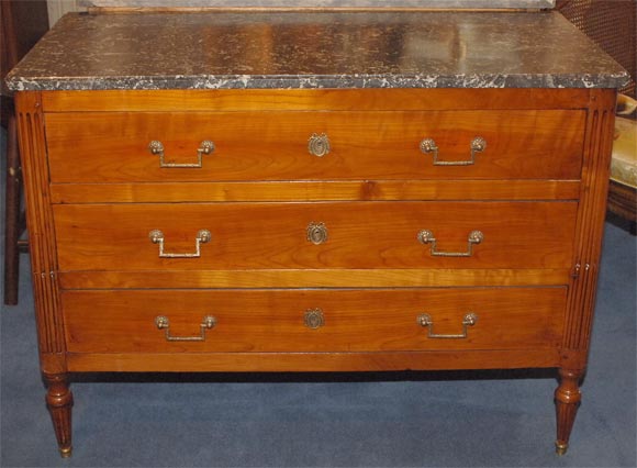 Louis Philippe Marble Top Fruitwood Commode For Sale 1