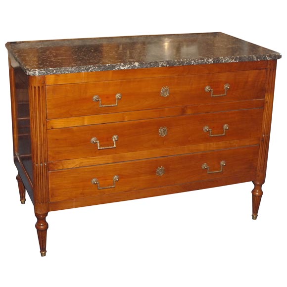 Louis Philippe Marble Top Fruitwood Commode For Sale