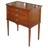 Small Neoclassical Style Walnut Three Drawer Side Table