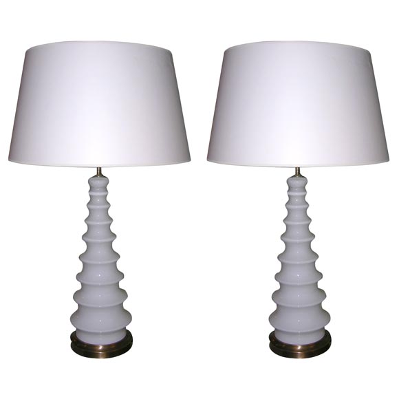 Pair of Italian Glass Spire Form Lamps
