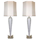 Pair of Late 1960'S-Early 70'S Barovier e Toso Large-Scale Lamps