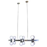 Twelve light rectangular chrome chandelier