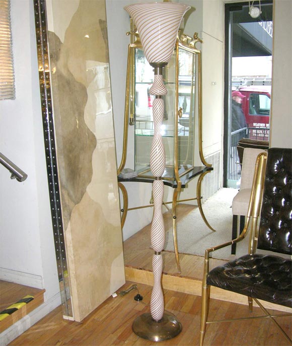 Amber and white Venetian glass floor lamp