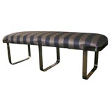 Upholstered Bench with Polished Steel Base by Pace