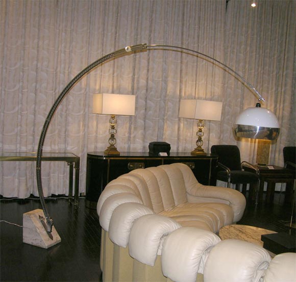 Arc Floor Lamp in Chrome with Illuminating Dome by Pace