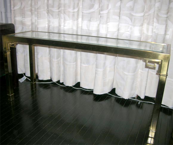 Console Table in Bronze with Inset Glass Top by Mastercraft