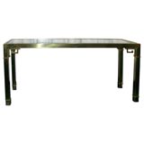 Console Table in Bronze with Inset Glass Top by Mastercraft