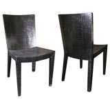 Pair of JMF Chairs Covered in Black Python by Karl Springer
