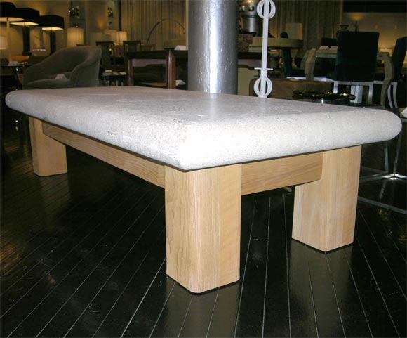 Coffee Table with Fossilized Stone Top by Michael Taylor