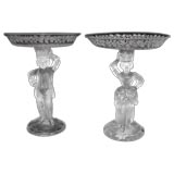 Pair of St. Louis Crystal figural base tazzas