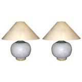A Pair of Modernist faux eggshell Table Lamps by Maitland Smith