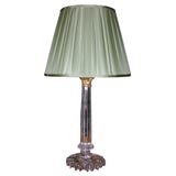 Exceptional Cut Crystal and Gilt Bronze Column Lamp