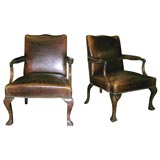 Pair of Gainsborough Style Leather Library Chairs