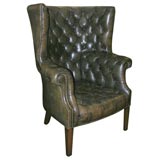 Georgian Style Green Leather Library Chair