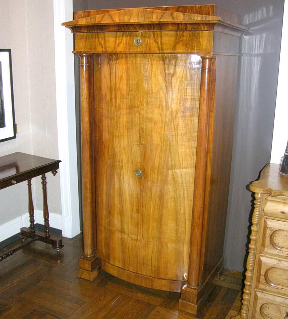 Biedermeier Figured Walnut Armoire