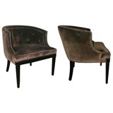 Pair of Rounded Back Armchairs with Black Lacquered Wood Bases
