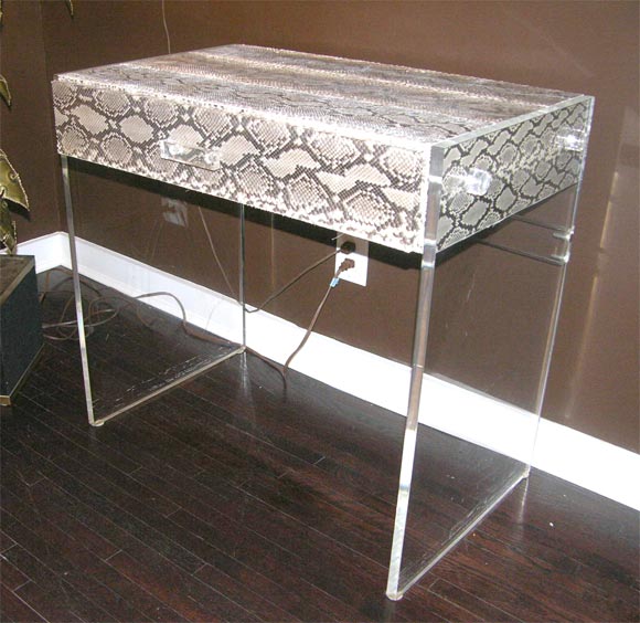 1970's Python and Lucite Desk in the style of Karl Springer