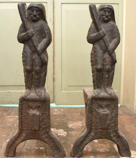 Rare 15th Century French Iron Chenets