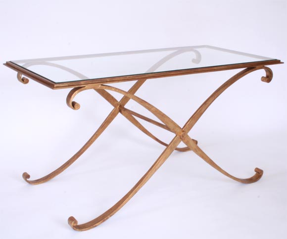 Low French Gilded Iron Coffee Table