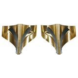 Pair of Brass and Nickle Silver Wall Sconces