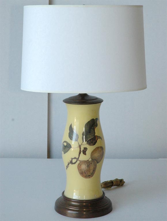Pair of Back-Painted Decoupage Lamps