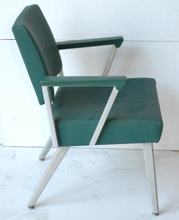 Mid-20th Century PAIR of Aluminum Chairs with Original Vinyl Upholstery For Sale