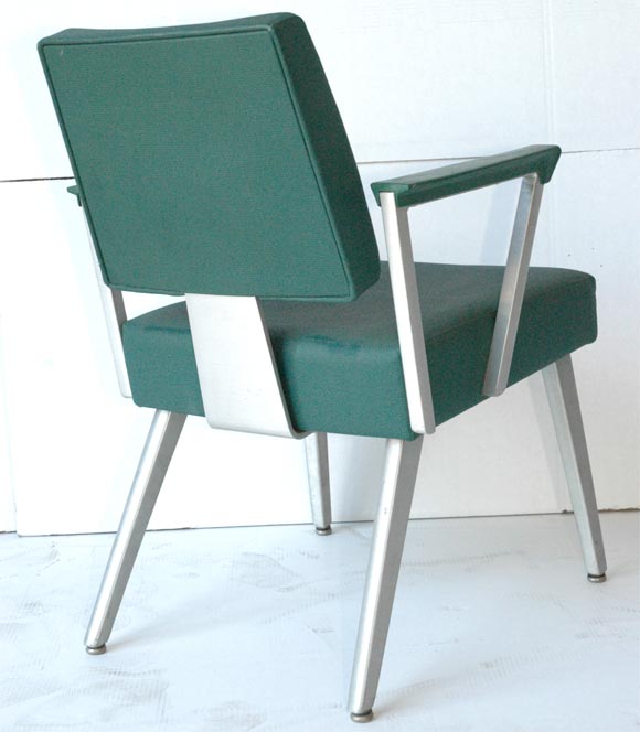 PAIR of Aluminum Chairs with Original Vinyl Upholstery For Sale 4