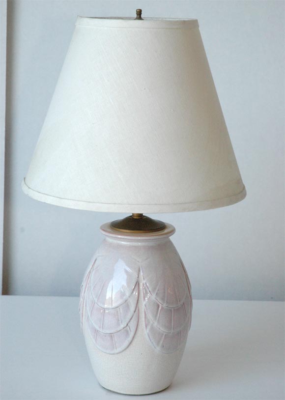 Art Deco Ceramic Table Lamp - Signed Andre Fau
