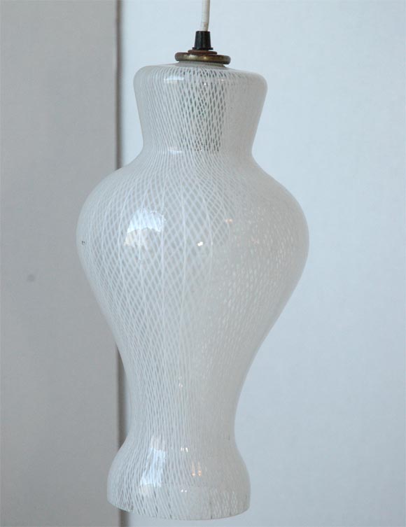 Venini Latticino Glass Hanging Light Fixture - Murano