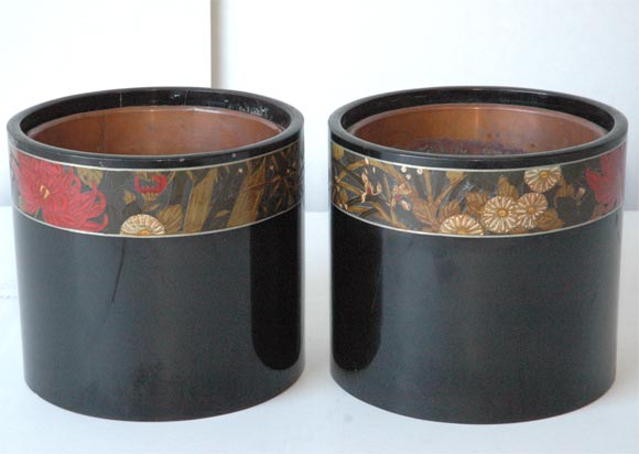 Pair of Japanese Lacquered Jardinieres