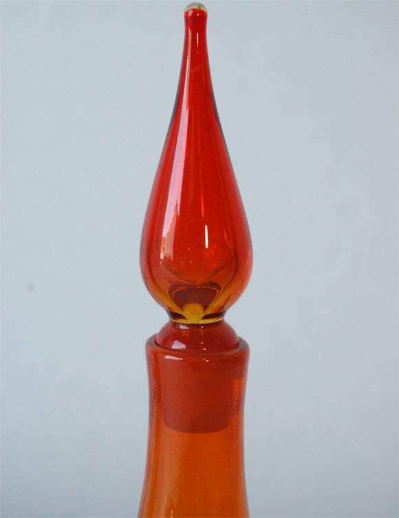 Mid-20th Century Pair of Blenko Glass Decanters For Sale