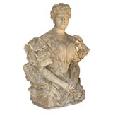 Hand Carved Plaster Bust of a Lady
