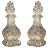 Pair of Stone Finials with Flames