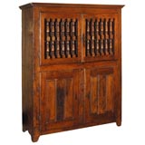 18th c. Walnut Cupboard  Open Spindle Top
