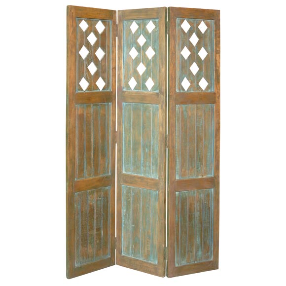 Teak Floor Screen with Cut-Outs (ref# SD1)