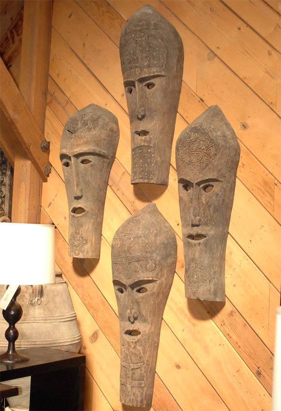 Mid-20th Century Coconut Wood Carved Timor Masks