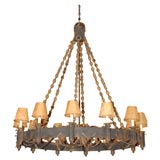 Iron Chandelier with parchment paper shades (reference # JRM28)