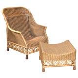 Rattan Lazy Chair and Ottoman