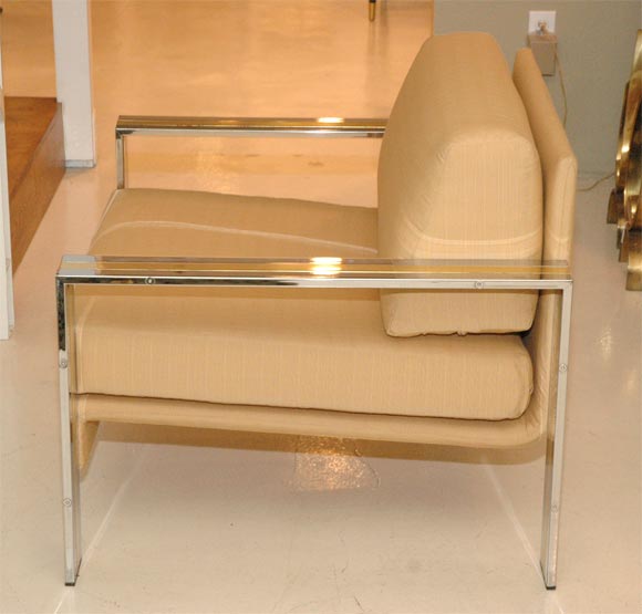 Pair Of Brass And Chrome Pierre Cardin Arm Chairs 3