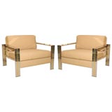 Pair Of Brass And Chrome Pierre Cardin Arm Chairs