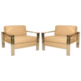 Pair Of Brass And Chrome Pierre Cardin Arm Chairs