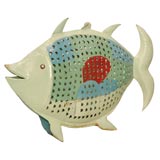Vintage Fun Big Metal Fish Hanging Lantern