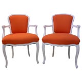 Pair of French Open Arm Chairs