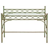 Green Metal & Glass Bamboo Console