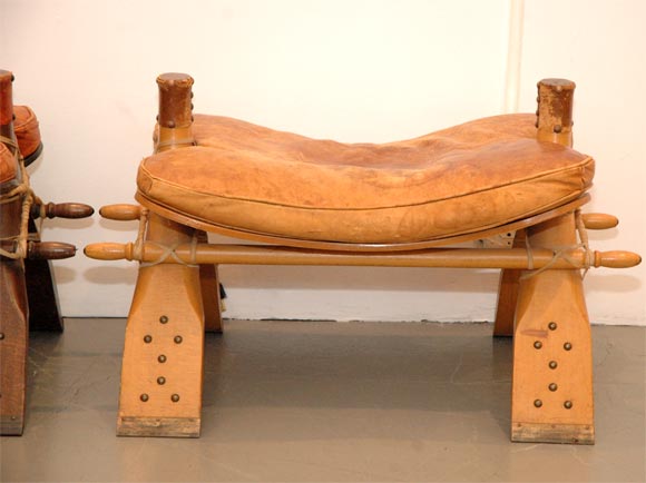 Moroccan Pair of Camel Saddle Stools