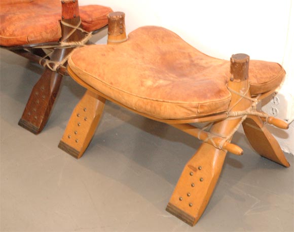 20th Century Pair of Camel Saddle Stools