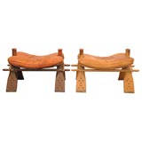 Vintage Pair of Camel Saddle Stools