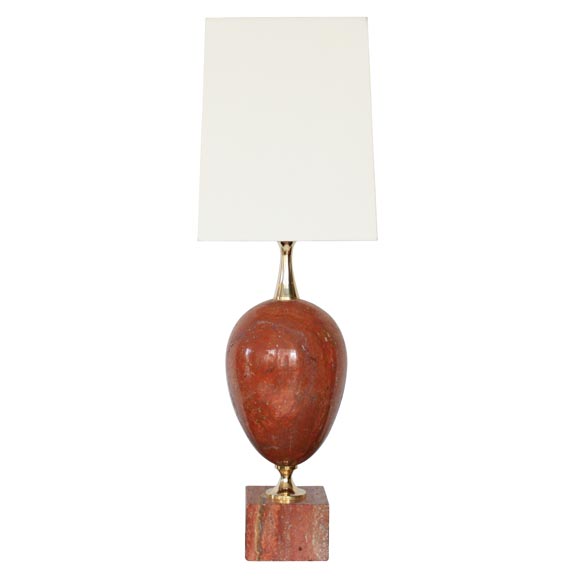 French Table Lamp of Tuscan Red Marble at 1stDibs
